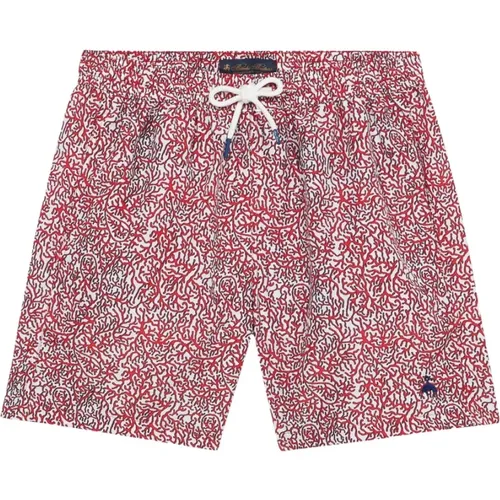 Rote Coral Reef Badeshorts , Herren, Größe: S - Brooks Brothers - Modalova