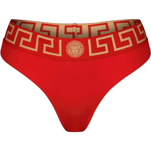 Roter Bikini-Bottom Greca-Stil , Damen, Größe: L - Versace - Modalova