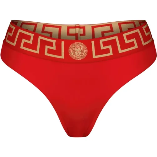 Roter Bikini-Bottom Greca-Stil , Damen, Größe: S - Versace - Modalova