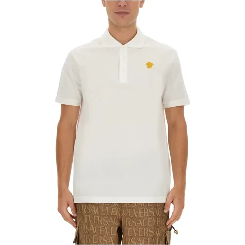 Logo Polo Shirt Regular Fit Baumwolle , Herren, Größe: L - Versace - Modalova