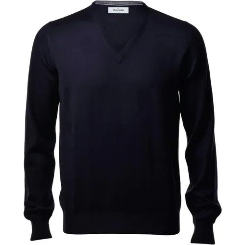 Modischer V-Ausschnitt Pullover in Blau , Herren, Größe: 2XL - Gran Sasso - Modalova