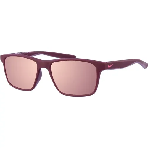 Bordeaux Rectangular Sunglasses with Pink Mirrored Lenses , unisex, Sizes: ONE SIZE - Nike - Modalova