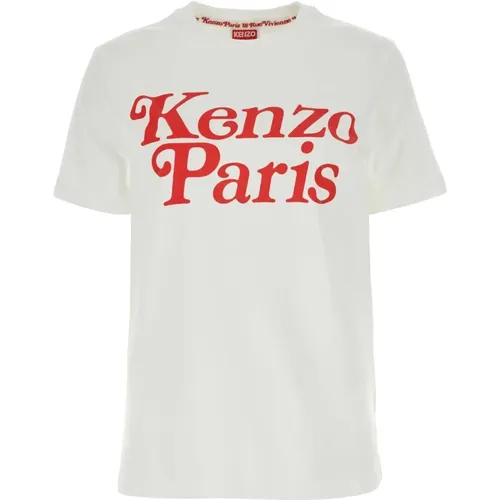Weiße Baumwoll-T-Shirt , Damen, Größe: S - Kenzo - Modalova