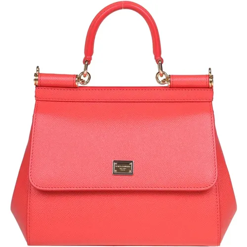Coral Dauphine Leather Handbag , female, Sizes: ONE SIZE - Dolce & Gabbana - Modalova