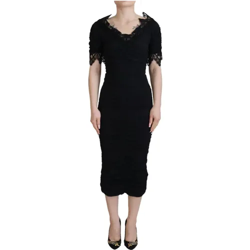 Silk Sheath Midi Dress , female, Sizes: 3XS, XS, XL - Dolce & Gabbana - Modalova