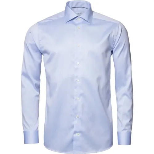 Blaues Signature Twill Hemd , Herren, Größe: L - Eton - Modalova