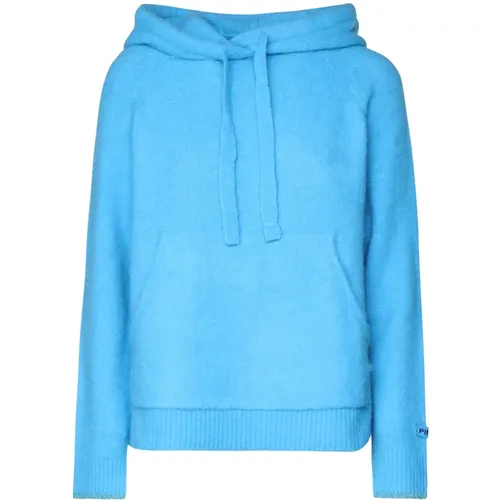 Blaue Baumwoll Kapuzenpullover Italien , Damen, Größe: XS - pinko - Modalova