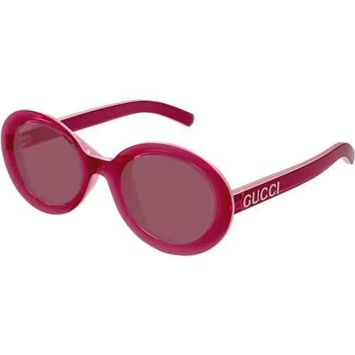 Frame with purple lenses sunglasses , unisex, Sizes: 53 MM - Gucci - Modalova