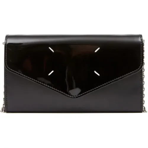 Schwarze Geldbörse mit glänzender Lederkette , Damen, Größe: ONE Size - Maison Margiela - Modalova