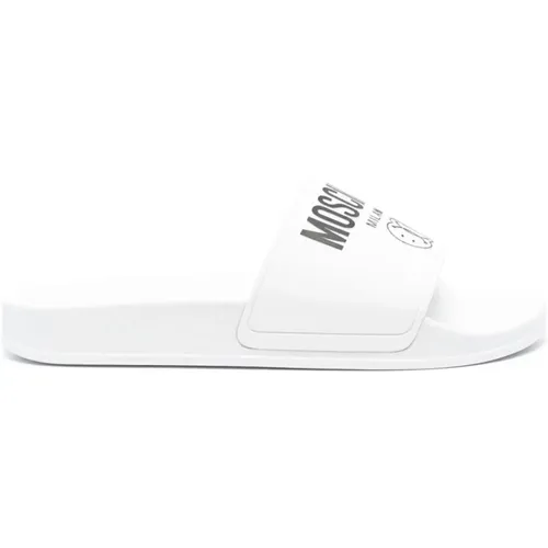 Weiße Sandalen mit Ausschnitt-Detail , Herren, Größe: 39 EU - Moschino - Modalova