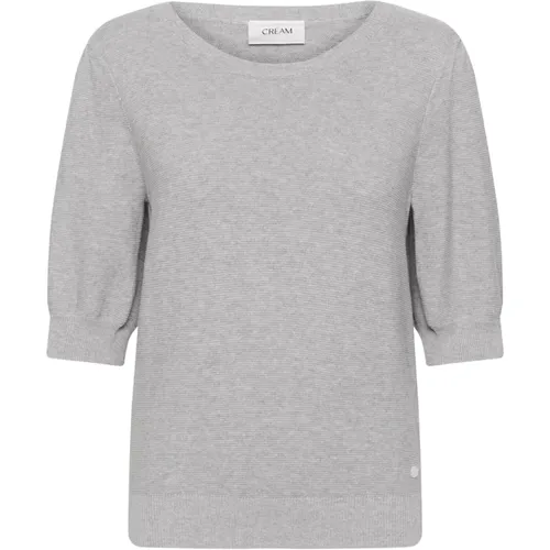 Grey Melange Knit Pullover Sweater , female, Sizes: XS, 2XL, M, S, L, XL - Cream - Modalova