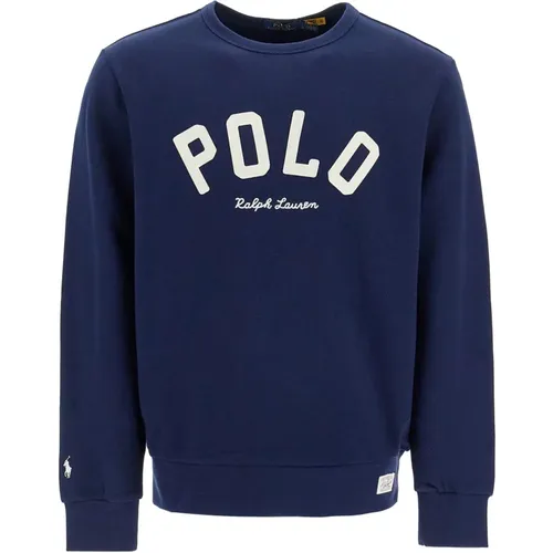 Embroidered Crewneck Sweatshirt with Logo Patch , male, Sizes: L, XL, M, 2XL - Polo Ralph Lauren - Modalova