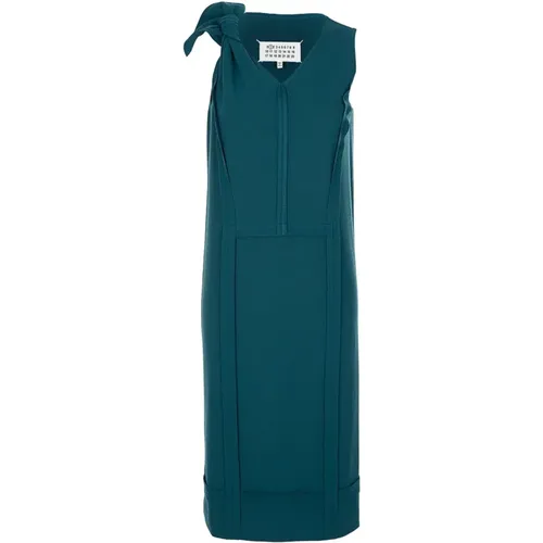 Teal Bodycon Dress with Seam Detail , female, Sizes: S, XS, 2XS, M - Maison Margiela - Modalova