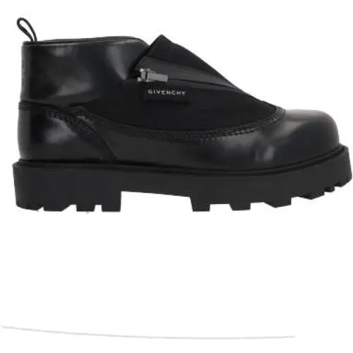 Schwarze Leder Nylon Reißverschluss Stiefel - Givenchy - Modalova