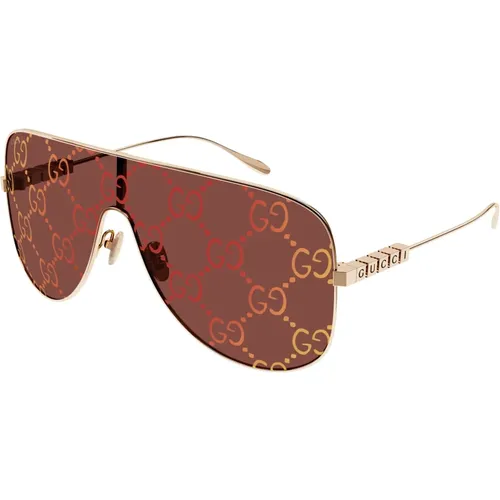 Gold/Brown Logo Sonnenbrillen , Damen, Größe: ONE Size - Gucci - Modalova