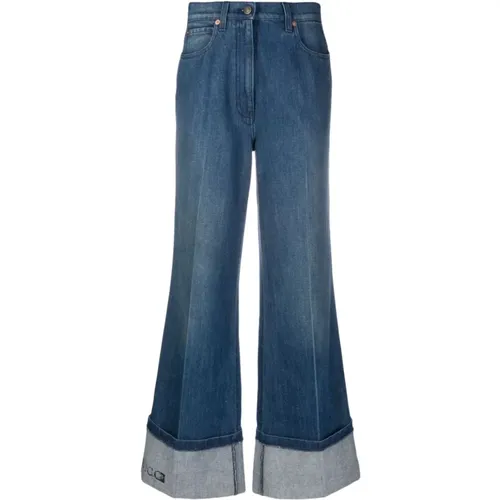 High-Rise Wide-Leg Jeans , female, Sizes: W27, W28, W26, W29 - Gucci - Modalova