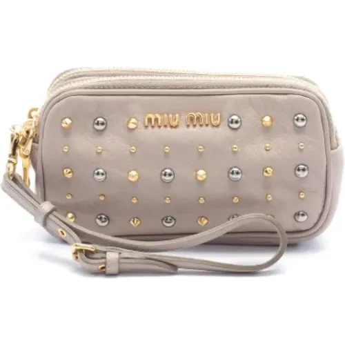 Pre-owned Leather pouches , female, Sizes: ONE SIZE - Miu Miu Pre-owned - Modalova