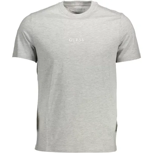 Graues Baumwoll-T-Shirt mit Logo-Print , Herren, Größe: XL - Guess - Modalova