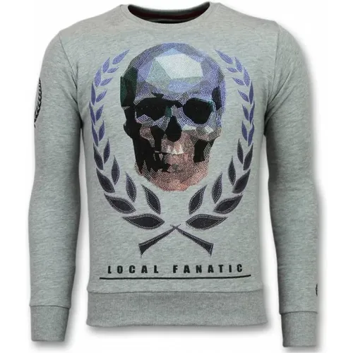Rhinestone Sweater Skull Cap - Pullover Männer - 11-6293G - Local Fanatic - Modalova