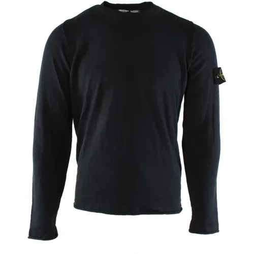 Blauer Baumwollmischung Herren Pullover , Herren, Größe: M - Stone Island - Modalova