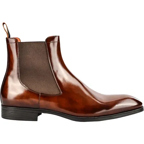 Italian Leather Ankle Boots , male, Sizes: 9 UK - Santoni - Modalova