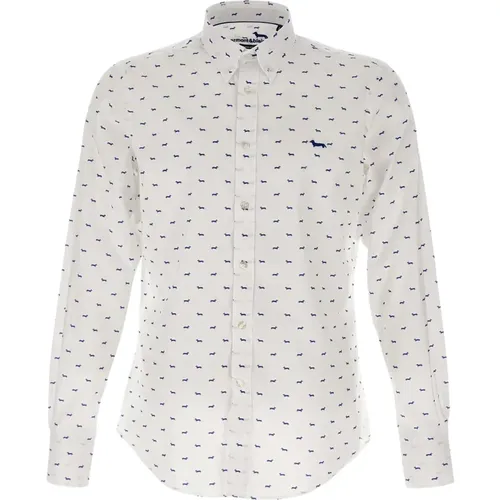 Blue Logo Pattern White Shirt , male, Sizes: M, S - Harmont & Blaine - Modalova