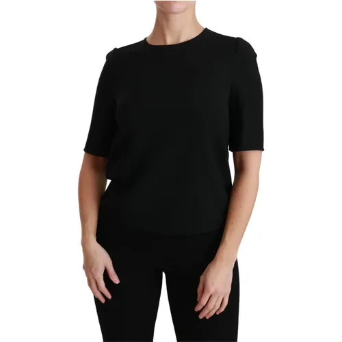 Luxuriöse Schwarze Bluse mit Reißverschluss-Detail , Damen, Größe: XS - Dolce & Gabbana - Modalova