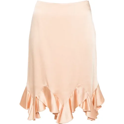 Ruffled Satin Midi Skirt , female, Sizes: XS - Stella Mccartney - Modalova