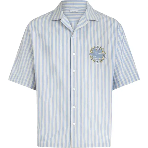 Blau Gestreiftes Blumenshirt,Short Sleeve Shirts - ETRO - Modalova