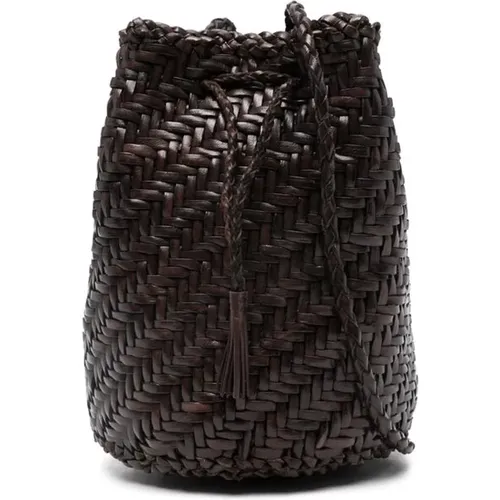 Leather Bucket Bag with Tassel Detail , female, Sizes: ONE SIZE - Dragon Diffusion - Modalova