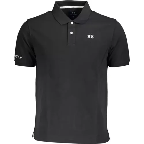 Schwarzes Baumwoll-Polo-Shirt mit Stickerei , Herren, Größe: L - LA MARTINA - Modalova