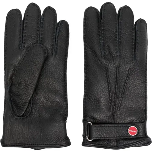 Stylish Logo-Plaque Leather Gloves , male, Sizes: 7 1/2 IN - Kiton - Modalova