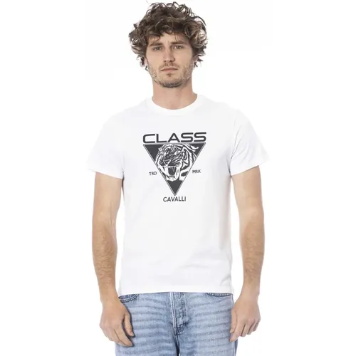 Einfaches T-Shirt mit Logoaufdruck , Herren, Größe: L - Cavalli Class - Modalova