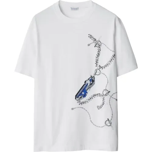 Printed Logo Cotton T-shirt , male, Sizes: XS, XL - Burberry - Modalova