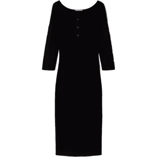 Schwarzes Strickkleid mit Cut-Outs und Nieten - Twinset - Modalova