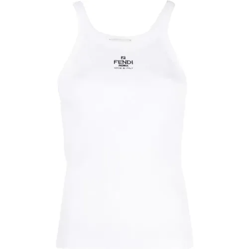 Logo-Embroidered Tank Top , female, Sizes: L - Fendi - Modalova