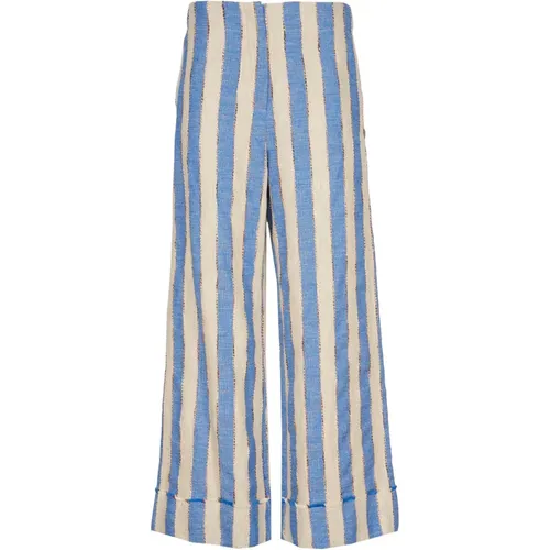 Striped Linen and Cotton Pants , female, Sizes: M, S - Ottod'Ame - Modalova