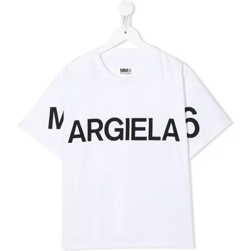 Logo-Print Mädchen T-Shirt in Off-/Schwarz - Maison Margiela - Modalova