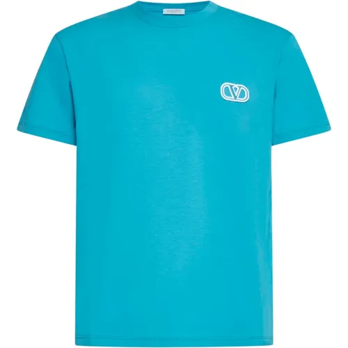 Blaues T-Shirt mit VLogo Signature - Valentino - Modalova