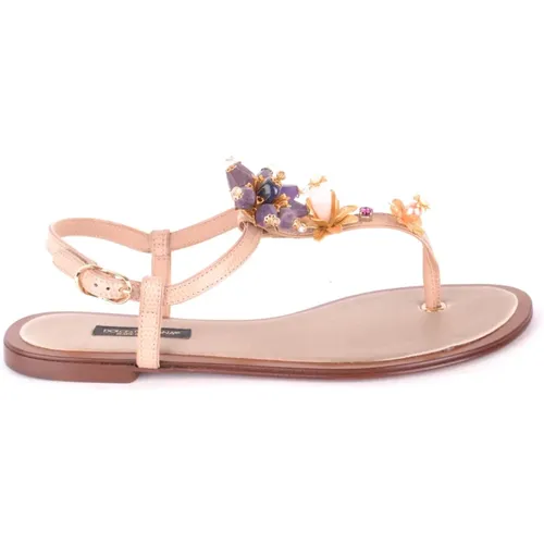 Stilvolle flache Sandalen für Frauen , Damen, Größe: 36 EU - Dolce & Gabbana - Modalova
