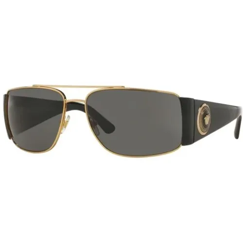 Gold/Dark Grey Sunglasses , unisex, Sizes: 63 MM - Versace - Modalova