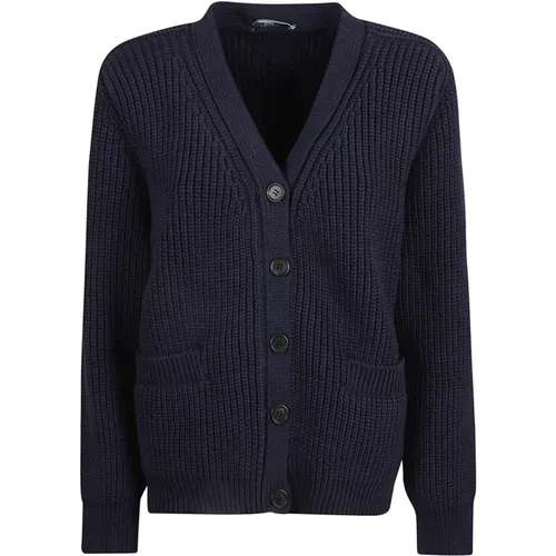 Cotton Cardigan with V-Neckline , female, Sizes: S - Prada - Modalova