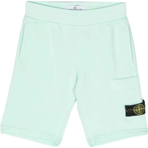 Grüne Bermuda Shorts mit Logo-Applikation - Stone Island - Modalova