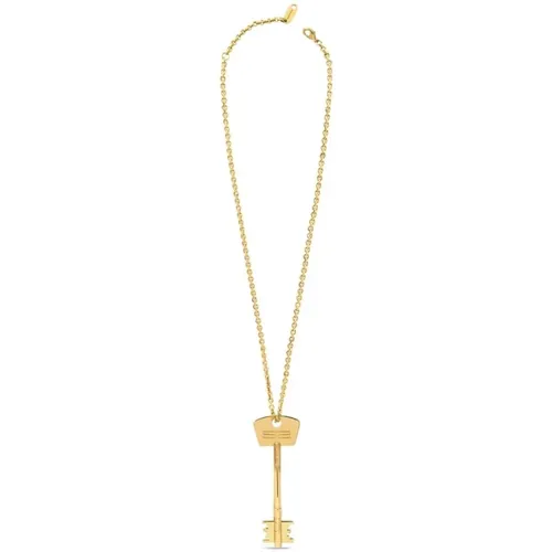 Goldenes Schlüssel-Logo-Halskette , Damen, Größe: ONE Size - Balenciaga - Modalova