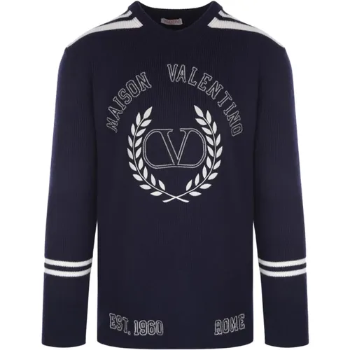 Navy Maison Valentino Sweater , male, Sizes: M - Valentino Garavani - Modalova