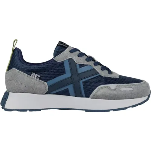 Blaue Sportliche Textil-Sneakers , Herren, Größe: 45 EU - Munich - Modalova