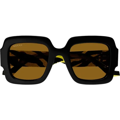 Quadratische Acetat Damen Sonnenbrille mit Glitzer , Damen, Größe: 50 MM - Gucci - Modalova
