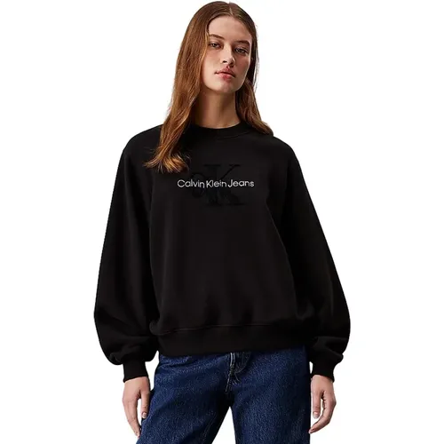 Monogramm Fleece Pullover Damen , Damen, Größe: M - Calvin Klein Jeans - Modalova