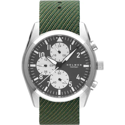 Chronographic Grey Dial Watch , male, Sizes: ONE SIZE - Holmen Copenhagen - Modalova