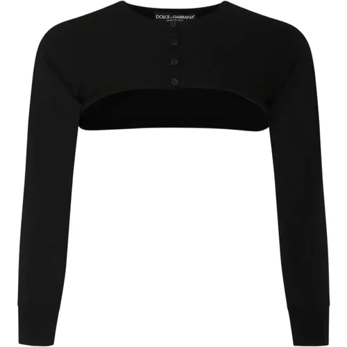 Schwarze Strickjacke - Stilvoll und Gemütlich,Schwarze Sweaters von - Dolce & Gabbana - Modalova